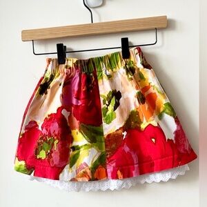 Paper Doll Colorful Floral Girls Skirt with ruffle